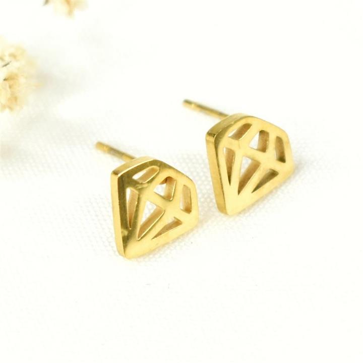 گوشواره استیل طرح الماس کد 7606